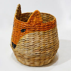 Cesta de Almacenamiento Ecológica de Jacinto de Agua, Tejida a Mano, Decoración de Zorro, Contenedor para Ropa y Organización del Hogar - Product Image 3