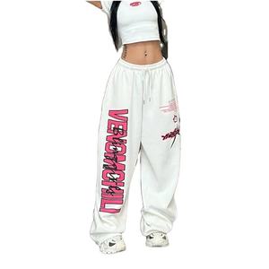 Pantalones Casuales de Hip-Hop Personalizados, Pantalones Deportivos Holgados para Mujer, Pantalones Anchos de Poliéster/Algodón con Efecto Desgastado, Pantalones Deportivos de Verano de Pierna Ancha y Cintura Media - Product Image 2