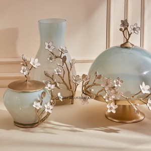 White Gold Metal Flower Glass Food <b>Storage</b> Jars Modern Design Dishwasher Safe Customizable Shape Home Decor Wedding Centerpiece - Product Image 5