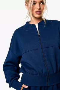 Wholesale Two Piece Lounge Set Long Sleeve Zip Sweatshirt and Straight Leg <b>Pants</b> Casual Set - Product Image 3