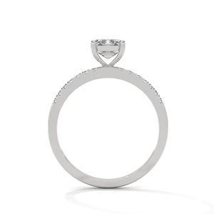 Anillo de compromiso y boda de oro con diamante de laboratorio de corte esmeralda para mujer con piedras laterales - Product Image 3