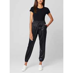 Pantalones de Cuero para Mujer, Cintura Alta, Corte Regular, Elásticos, de Piel Sintética, Rectos, Casuales, Transpirables y Ecológicos - Product Image 4