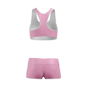Conjunto de Dos Piezas de Yoga para Mujer con Cuello Redondo, Cintura Elástica, Pantalones Cortos de Cintura Alta, Transpirable, con Patrón de Letras, 100% Poliéster - Product Image 2