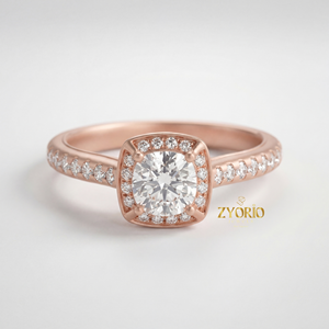 Luxury 925 Sterling <b>Silver</b> Round Cut Lab Grown Diamond Halo Signet Style Engagement Wedding <b>Ring</b> for Women Gift Party Jewelry - Product Image 5