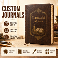 Carnet de notes LABON personnalisé en cuir PU, style médiéval, avec feuilles à bords festonnés et dorure à chaud, ensemble de planificateur de recherche sur mesure