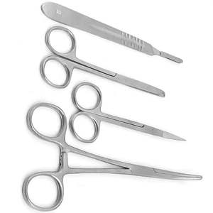 Kit de chirurgie mineure certifié CE, instruments chirurgicaux en acier, poignée BP, comprend des ciseaux chirurgicaux, des pinces, des forceps, par Dentavex - Product Image 3