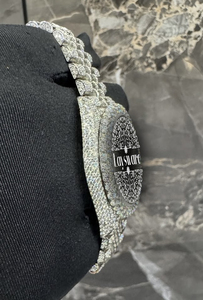 Reloj de Moda Personalizado con Diamantes de Moissanita Analógicos, Esfera de Cristal, Diseño Antiguo, Correa de Acero Inoxidable Estilo Hip Hop, Reloj de Alta Gama - Product Image 4