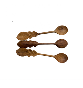 Vietnam Artisan Triple Flower Carved Wood Spoon Natural Kitchen Dining Utensil Eco-Friendly Bulk Export Customizable - Product Image 2