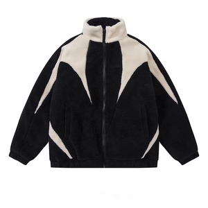 Wholesale Custom <b>Men</b> Winter Jacket Oemodm Streetwear <b>Men's</b> Zipper <b>Fleece</b> Jacket Warm Patchwork Embroidery <b>Men's</b> <b>Sherpa</b> Jacket - Product Image 1