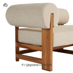 Top Rated Modern Teak Wood Chaise Lounge Daybed Sofa-Eco-Friendly Waterproof Oatmeal Accent Chair for Hotel Dining Furniture - Product Image 5