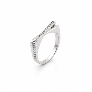 Namivaa 925 Sterling <b>Silver</b> Women's Criss <b>Cross</b> Band <b>Ring</b> Cubic Zirconia Pave Modern Minimalist Design High Polish Finish Daily - Product Image 3