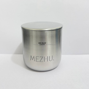 Stainless Steel Unique <b>Empty</b> Candle <b>Jars</b> 13.5 OZ Lid Brushed Finish & Custom Logo Handmade Luxury Metal Candle Holder With Lids - Product Image 6