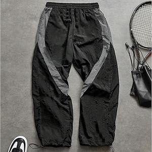 Trendy Men's Baggy Track Pants <b>Oversized</b> Streetwear Custom Printing Embroidery Logo Nylon <b>Joggers</b> OEM Manufacturer - Product Image 2