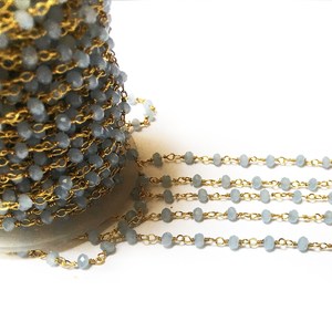 Aqua Hydro <b>Rosary</b> Chain 3mm 3.5mm Yellow Plated Wire Wrapped Chain For Jewelry Making Wholesale Price Bulk 3-50 Feet Supply - Product Image 3