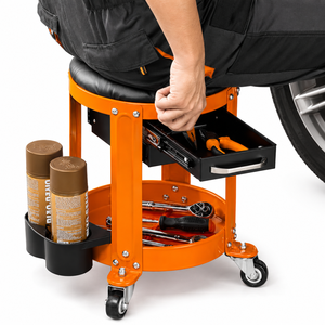 300 lb Rolling Mechanic Stool with <b>Tool</b> <b>Drawer</b>, Storage Tray, Padded Seat, Swivel Casters for Garage Workshop GAPSTL017 - Product Image 1