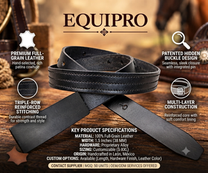 Equipro Vintage Casual Genuine Leather Belt Herringbone Pattern Silver <b>Square</b> Pin Breathable Cow Hide 3.5cm Width <b>Adjustable</b> - Product Image 4