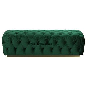 Banco otomano francés vintage de forma rectangular para sala de estar tapizada y decoración de muebles para el hogar y hoteles - Product Image 1