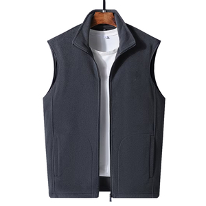 Chalecos de forro polar Sherpa para hombre al por mayor, con cremallera, sin mangas, de color liso, informales y ligeros - Product Image 2