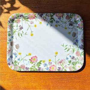 Bandeja de Metal Esmaltada Hecha a Mano, Rectangular, Decorativa, con Diseño de Aves Coloridas, para Decoración de Sala de Estar - Product Image 3