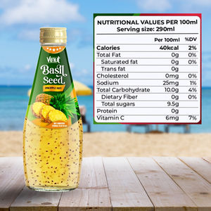 เครื่องดื่มเมล็ดโหระพา vinut 290มล. พร้อมน้ำผลไม้สับปะรดฟรีตัวอย่างผู้ผลิต OEM ODM ฉลากส่วนตัวขายส่ง ISO - Product Image 6