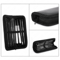 Ensemble professionnel de 9 outils d'extraction des points noirs et de l'acné en acier inoxydable, kit de suppression des comédons avec étui en cuir de qualité supérieure