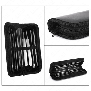 Professional 9 Pcs Stainless Steel Blackhead Acne Extractor Tool Set Comedone Remover Kit with Premium Leather Case - Product Image 4