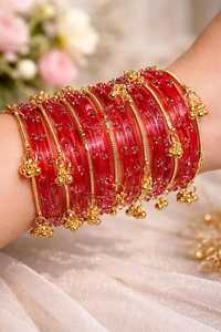 Wholesale Indian Style Trendy Geometric Imitation Pearl Churiya Kashmiri <b>Bangle</b> Set Wedding Handmade <b>Copper</b> Alloy Bridal <b>Bangles</b> - Product Image 6