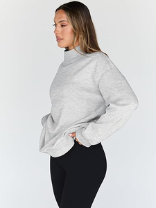 Sudadera Oversize de Cuello Redondo 100% Algodón de Corte Holgado para Mujer, Estilo Urbano, Tejido Transpirable, con Parche de Chenilla - Product Image 2