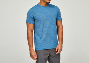 Camiseta de Manga Corta de Secado Rápido Azul para Hombre, Corte Regular, Cuello Redondo, Informal, de Punto, de Poliéster - Product Image 5