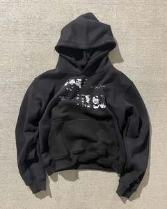 เสื้อฮู้ดดี้ผู้ชายผ้าฝ้ายเฟรนช์เทอร์รี่ 100% แบบสั่งทำพิเศษ พร้อมการฟอกสีแบบแอซิดวอช ทรงโอเวอร์ไซส์แบบดิสเทรส และการพิมพ์โลโก้ด้วยเทคนิคสกรีน - Product Image 1