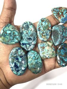 Shattuckite naturelle, pierres précieuses brutes, cabochons, formes et tailles variées, environ 20 à 30 mm - Product Image 5