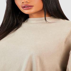 Suéter Unisex de Cuello Redondo, Hombros Caídos, Logotipo Bordado, Transpirable, de Algodón Jersey, Estilo Casual, Corte Holgado, Extra Largo, Corto, Color Sólido - Product Image 5