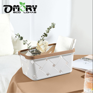 OMORY Rectangular Plastic Storage <b>Bin</b> White Green Stackable Minimalist Design for Sundries 5L Capacity - Product Image 5