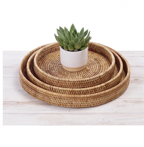 Bandeja de Servicio Artesanal para Comida y Bebidas, Diseño Boho, 3 Piezas, Decorativa para el Hogar, Superventas - Product Image 1
