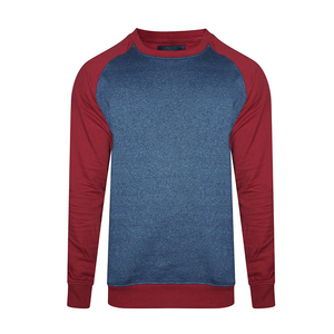 Sweat-shirt en tricot à col rond pour homme, coupe classique, blocs de couleur, manches raglan, décontracté, manches longues, bleu et rouge, pour l'automne - Product Image 1