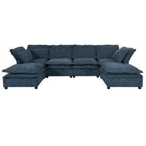 U_Style Sofá cama modular moderno grande en forma de U Función de almacenamiento convertible de 6 plazas Cojín de doble capa para salas de estar - Product Image 5