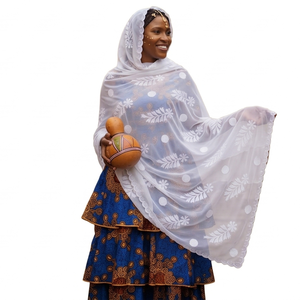 Women's Chiffon Shawl Leaf Pattern Rhinestone Lace Trim Lightweight Breathable Ethnic Scarf Africa Style Daily Wear Hijab Wrap - Product Image 4