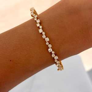 Diamond Hinged Bangle Custom 14k 18k Gold Round Cut Cluster Statement <b>Stacking</b> Cuff <b>Bracelet</b> Gift Women Wholesale B2B Factory - Product Image 4