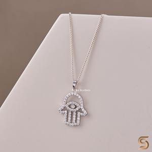 Collier Pendentif Main de Hamsa en Moissanite et Argent Sterling 925, Bijou Spirituel pour Cadeau de Fête Satani - Product Image 2