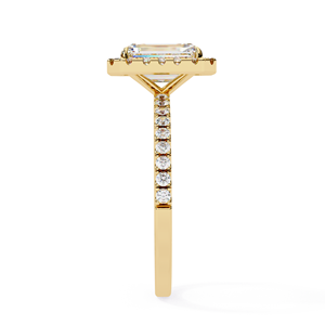 SATANI BROTHERS Bague de fiançailles en moissanite taille radiant 4 carats avec halo et sertissage pavé de luxe - Product Image 4
