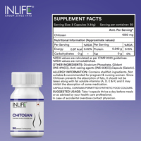 Cápsulas de Extracto de Quitosano INLIFE 350 mg 90 Unidades Fórmula de Calidad Premium Uso Diario Suplemento Dietético para Adultos Sin Gluten GMP