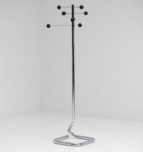 Modern design chrome <b>coat</b> <b>rack</b> standing metal clothes tree with tubular base minimalist entryway hat <b>stand</b> customized options - Product Image 1