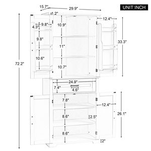 Mobiletto da Bagno con Ripiani Regolabili, Ante e Cassetto, Molteplici Spazi di Archiviazione, Accessorio per Arredamento - Product Image 3