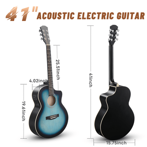 Guitarra Acústica KMA102 de 41 Pulgadas de Madera de Tilo con Amplificador de 15W, Afinador, Funda y Otros Accesorios en Azul Frotado, Incluye Borde Mate - Product Image 2