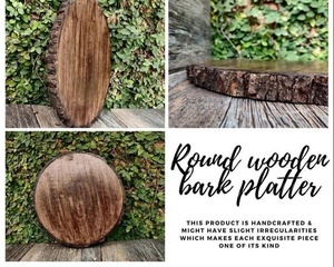 Bandeja de Madera Maciza Hecha a Mano para Oficina en Casa, Elegante Soporte para Pizza, Estante de Almacenamiento de Corteza de Madera Natural, Forma Rectangular 12x12x0.5 - Product Image 2