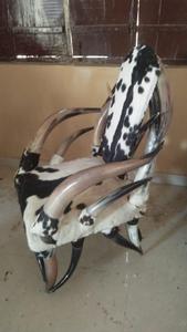 Chaise sculptée antique de haute qualité à thème animal religieux, en corne de buffle naturelle, solide, polie, écologique, d'art. - Product Image 3