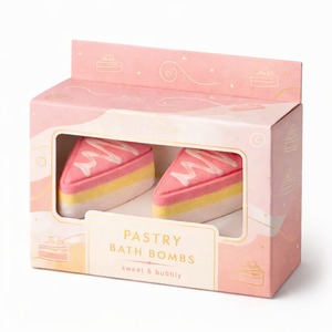 Pink <b>Cake</b> Shaped Bath Fizzers Handmade Plant Based Cute <b>Slice</b> Design <b>for</b> BATHING OEM available export quality bath ball - Product Image 2