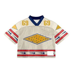 Ropa de calle personalizada verano secado rápido transpirable camiseta de fútbol de gran tamaño para hombres colores personalizados Logo 100% poliéster malla recortada - Product Image 1