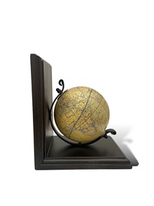 Porte-livres élégant en bois antique avec globe terrestre - Product Image 2
