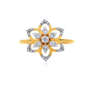 Bague en diamant cultivé en laboratoire à pétales floraux, diamants ronds et taille marquise, 0,30 CTW, or jaune 18 carats, bijoux pour femmes - Product Image 2